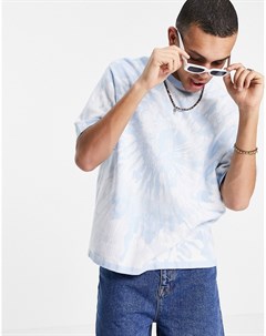 Сине белая трикотажная футболка с принтом тай дай Asos design