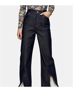 Прямые джинсы цвета индиго с разрезами по низу штанин Topshop petite