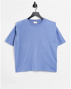 Синяя футболка свободного кроя с короткими рукавами и подплечниками Vila