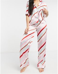 Атласные пижамные брюки в разноцветную полоску Выбирай и комбинируй Asos design
