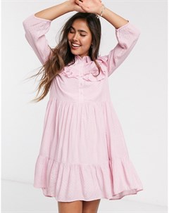 Розовое свободное платье с отделкой оборками Y.a.s