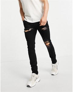 Черные рваные джинсы скинни Asos design