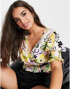 Укороченная блузка с ярким цветочным принтом Influence
