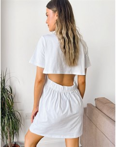 Белое платье рубашка мини с открытой спиной Asos design
