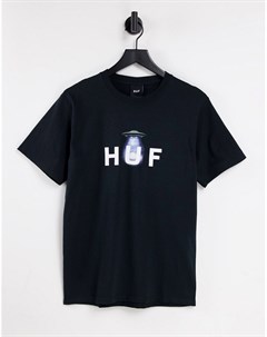 Черная футболка с принтом Abducted Huf