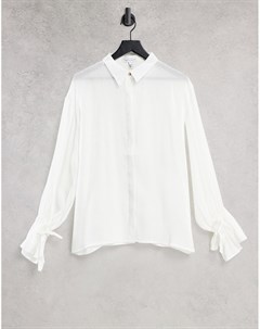 Белая блузка с завязками на манжетах и эффектом металлик Demi Pretty lavish