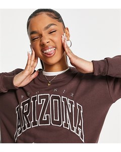 Коричневый oversized свитшот с надписью Arizona Stradivarius