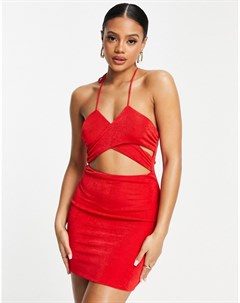 Красное платье мини с вырезом Parallel lines
