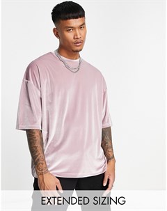Розовая oversized футболка из велюра Asos design