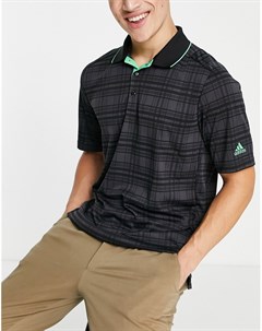 Черная футболка поло с узором в тон изделия Adidas golf