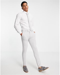 Супероблегающие брюки для свадьбы цвета серого льда из меланжевого хлопка Wedding Asos design