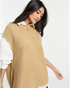 Бежевый вязаный жилет свитер в стиле oversized от комплекта Pretty lavish