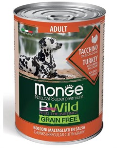 Консервы Dog BWild Grain Free беззерновые для взрослых собак всех пород из индейки с тыквой и кабачк Monge