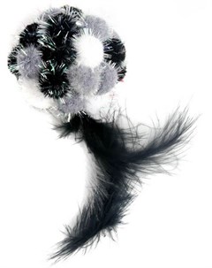 Игрушка Petpark Мяч Пон Пон с перьями серый для кошек 24 см Серый Aromadog