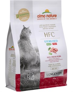 Сухой корм HFC со свежей свининой для взрослых и пожилых стерилизованных кошек 300 г Свинина Almo nature