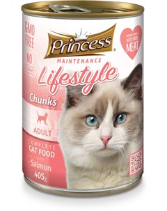 Консервы Princess Maintenance Lifestyle кусочки в соусе лосось для кошек 405 г Prince&princess
