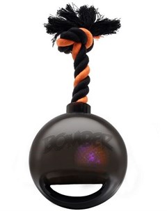 Игрушка Bomber Мяч светящийся с ручкой на веревке цвет черный для собак 12 7 см Hagen