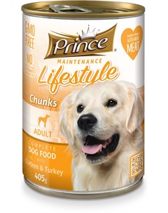 Консервы Prince Maintenance Lifestyle кусочки в соусе курица и индейка для собак 405 г Prince&princess