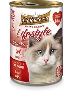 Консервы Princess Maintenance Lifestyle кусочки в соусе говядина для кошек 405 г Prince&princess