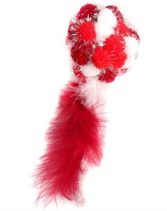 Игрушка Petpark Мяч Пон Пон с перьями красный для кошек 24 см Красный Aromadog