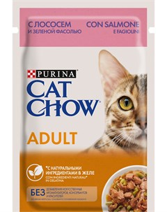 Паучи Adult в желе для взрослых кошек 85 г Лосось и зеленая фасоль Cat chow