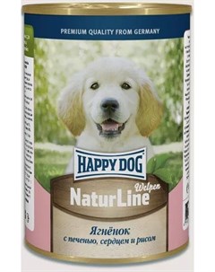 Консервы Natur Line с ягненком печенью сердцем и рисом для щенков 410 г Ягненок с печенью сердцем и  Happy dog