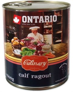 Консервы Culinary Ragout Рагу с теленком и уткой для собак 800 г Теленок и утка Ontario