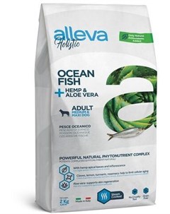 Сухой корм Holistic Adult Ocean Fish Medium maxi с океанической рыбой алое вера для собак средних и  Alleva