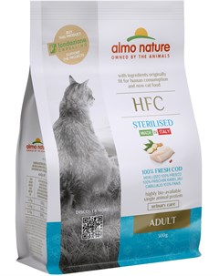 Сухой корм HFC со свежей треской для стерилизованных кошек 300 г Треска Almo nature