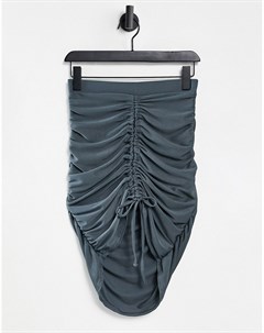 Мини юбка грифельного оттенка со сборками Club l london