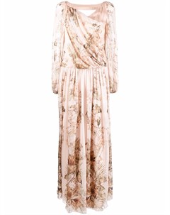 Платье с цветочным принтом и складками Alberta ferretti