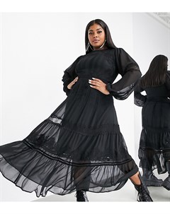 Многоярусное платье макси с вышивкой Curve Asos edition