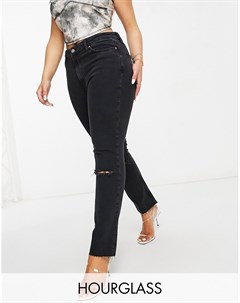 Черные выбеленные джинсы зауженного кроя с классической талией в винтажном стиле со рваной отделкой  Asos design