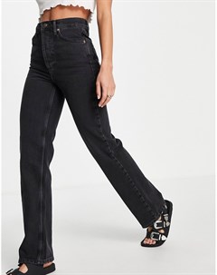 Черные выбеленные джинсы с широкими прямыми штанинами Kort Topshop