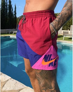 Бордовые шорты колор блок в стиле ретро 5inch Nike swimming
