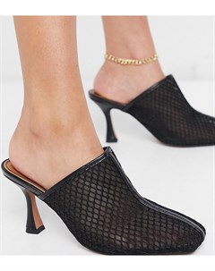 Черные сетчатые мюли для широкой стопы на среднем каблуке Sian Asos design
