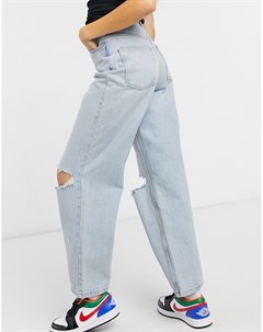 Светлые выбеленные свободные джинсы с завышенной талией и рваной отделкой в винтажном стиле Asos design