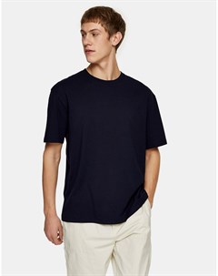 Темно синяя oversized футболка Topman