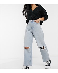 Выбеленные свободные джинсы в винтажном стиле с завышенной талией с прорехами ASOS DESIGN Petite Asos petite