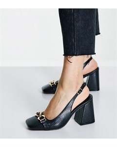 Черные туфли для широкой стопы на каблуке с ремешком на пятке и трензелем Stable Asos design