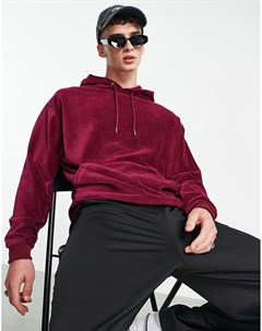 Oversized худи бордового цвета из велюра в рубчик Asos design