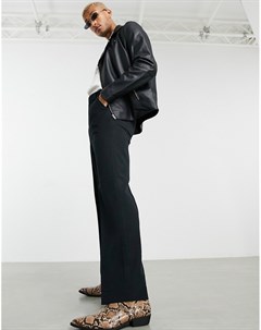Черные строгие брюки с широкими штанинами Asos design