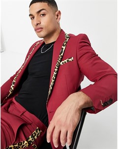 Красный пиджак с контрастной вставкой с леопардовым принтом Twisted tailor