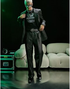 Черные брюки из муарового жаккарда с широкими штанинами Asos design