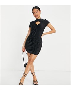 Черное платье мини с вырезом каплей в стиле 90 х Petite Topshop