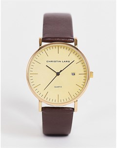 Классические мужские часы со светло коричневым ремешком Christian Lars Christin lars