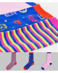 Набор из 3 пар цветных носков с мистическим принтом Chelsea peers
