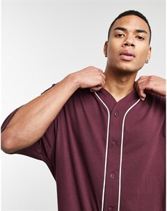Бордовая бейсбольная oversized рубашка Asos design