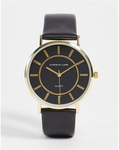 Мужские минималистичные часы с большим циферблатом черного цвета Christian Lars Christin lars