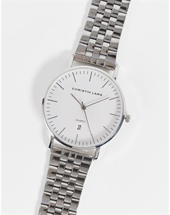 Серебристые мужские часы с крупными звеньями на браслете Christian Lars Christin lars